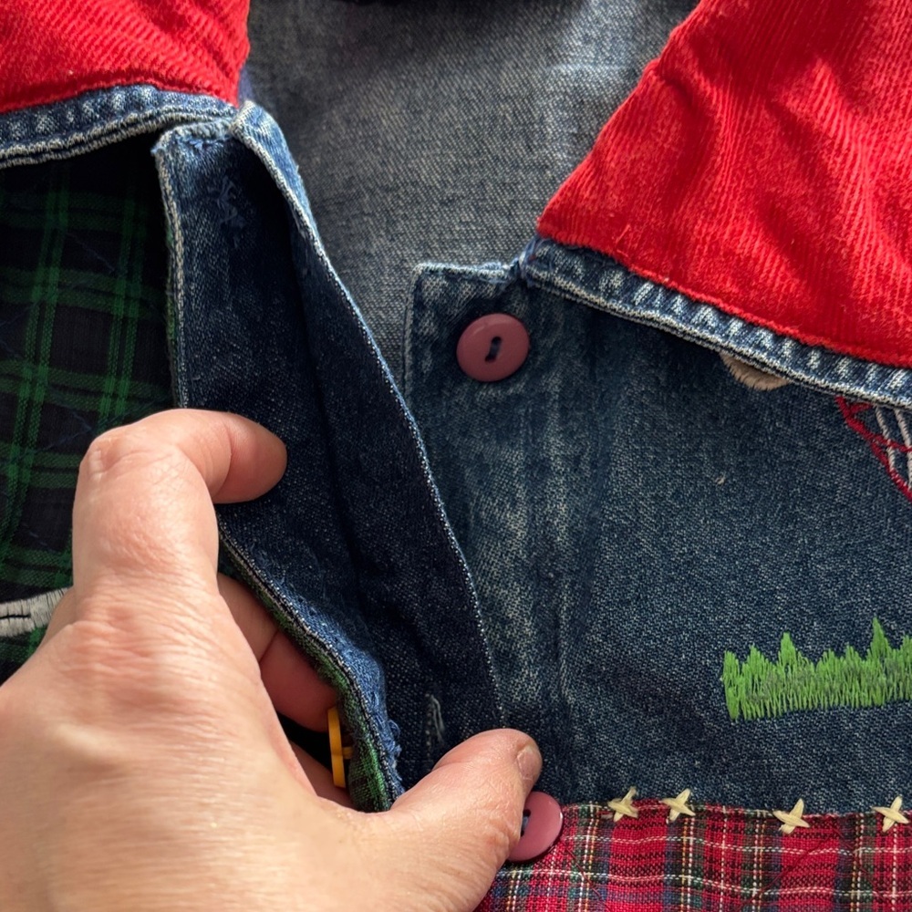 Vintage Patchwork Denim Back to School Keren Hart Jacket - Picture 8 of 15